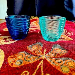 Partylite Waves votive holder pair